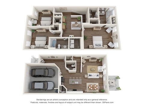 Floor plan for 3 beds, 2.5 baths, 1888 sqft